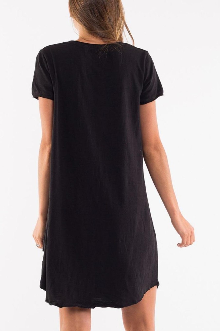 Women Styched Fashion | Mary Go Tee Dress In Solid Black