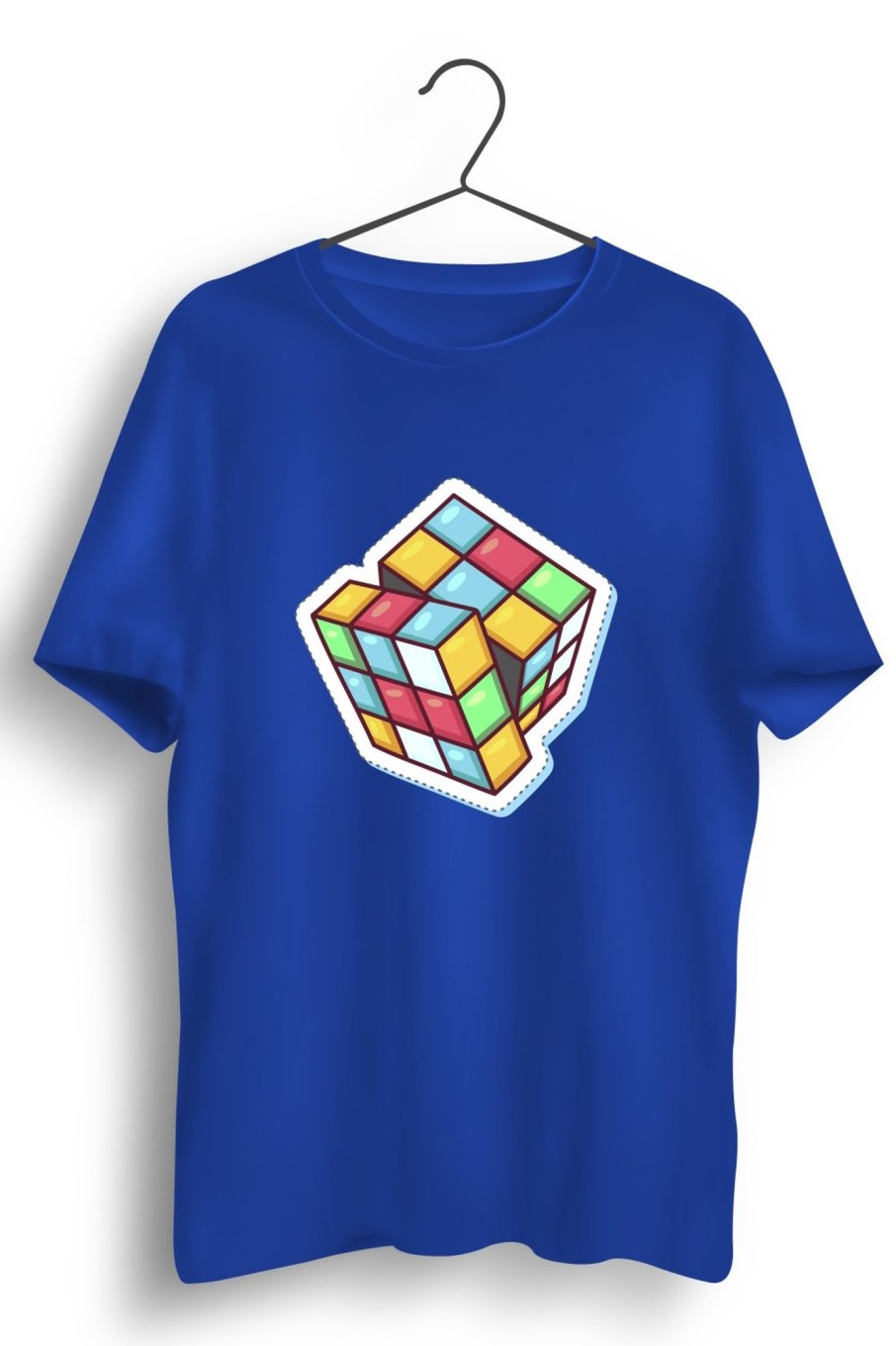 Men Styched | Rubiks Cube Printed Blue Tshirt