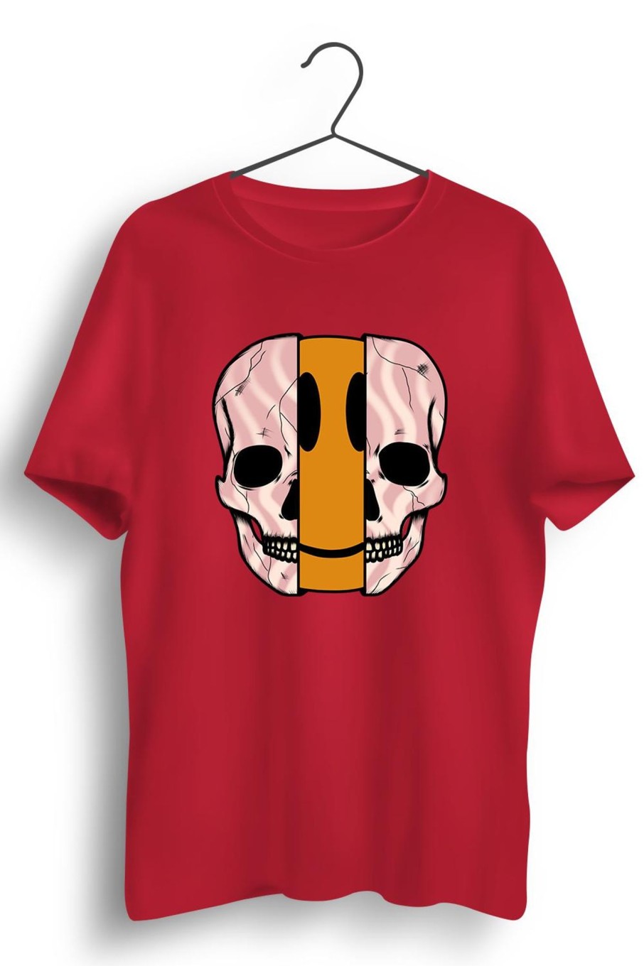 Men Styched Fashion | Dis Skull Graphic Printed Red Tshirt