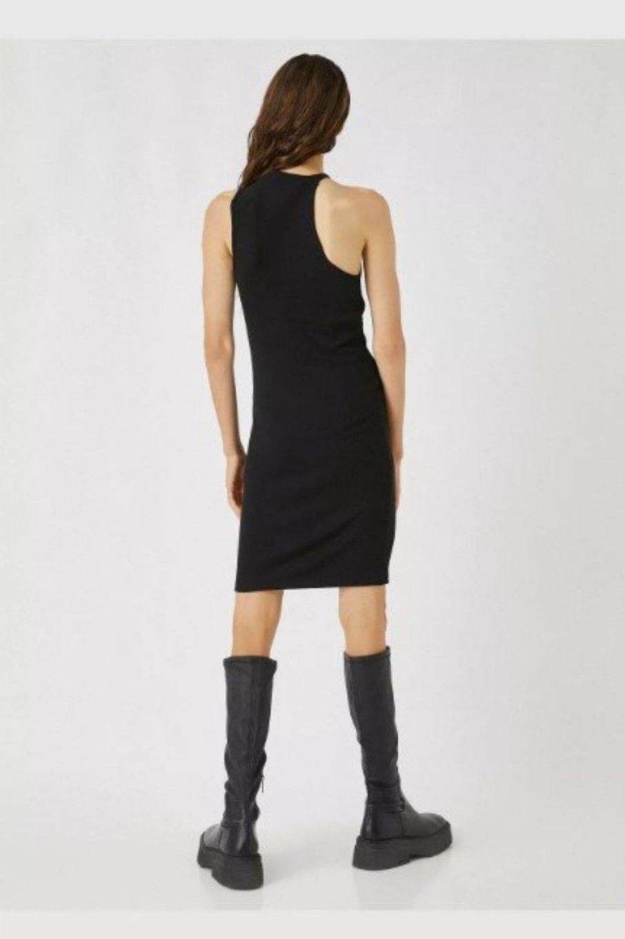 Women Styched Fashion | Oh No Asymmetric Shoulder Black Dress