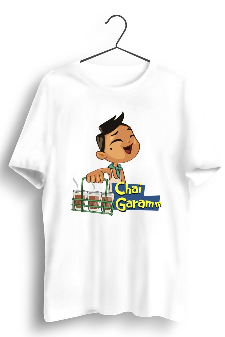 Men Styched | Chai Garam Graphic Printed White Tshirt