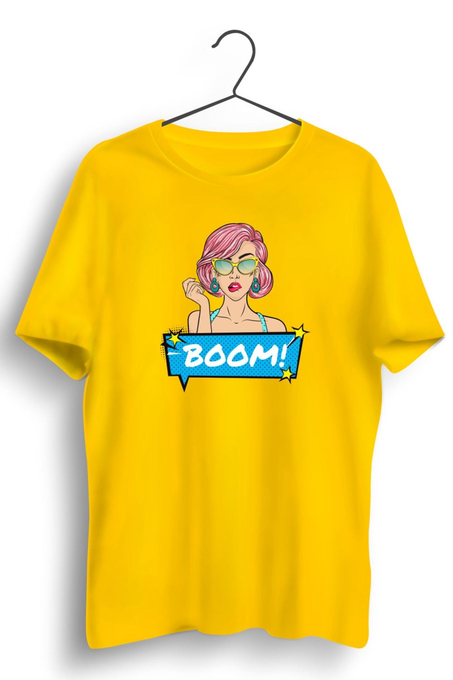 Men Styched | Boom Graphic Printed Yellow Tshirt