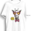 Men Styched | Hipster Giraffe Graphic Printed White Tshirt