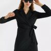 Women Styched Fashion | Black Full Sleeve Wrap Dress