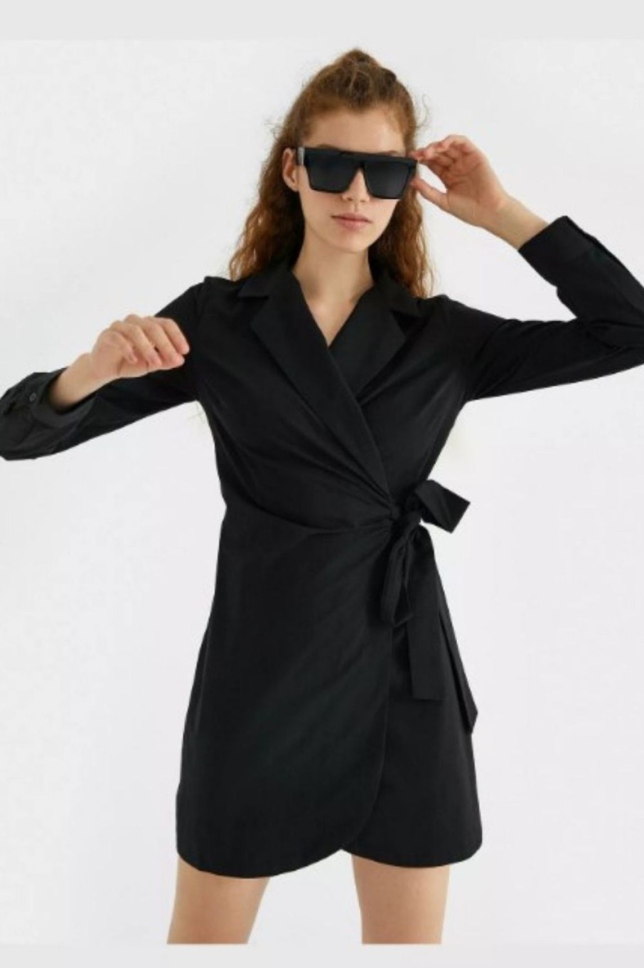 Women Styched Fashion | Black Full Sleeve Wrap Dress