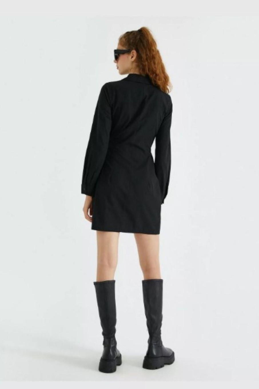 Women Styched Fashion | Black Full Sleeve Wrap Dress