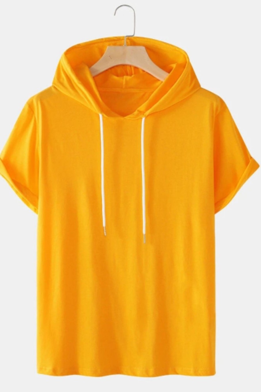 Men Styched Fashion | White Drawstring Yellow Hoodie