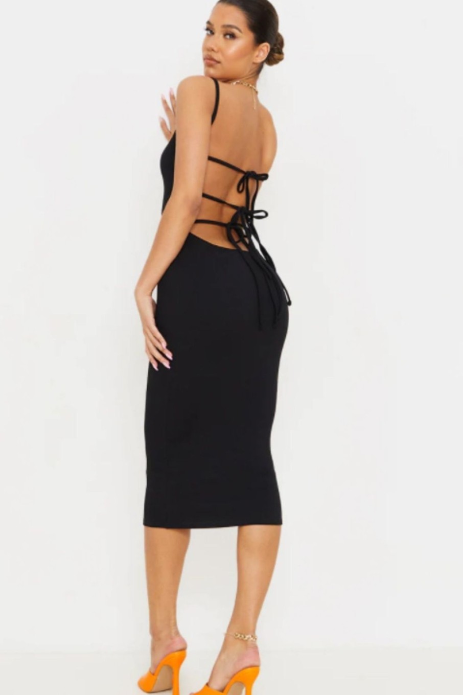 Women Styched Fashion | Black Midi Bodycon Dress