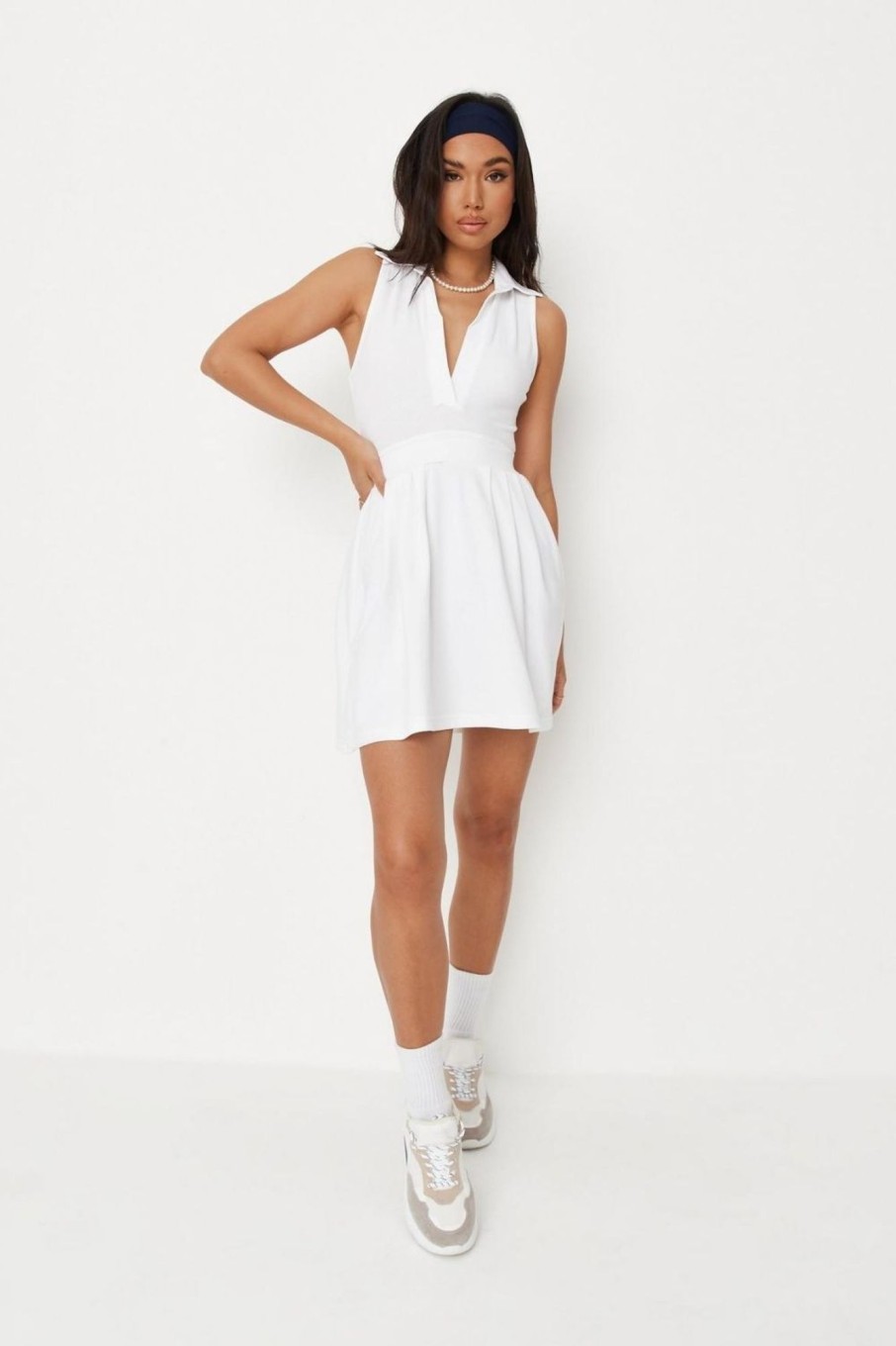 Women Styched Fashion | White Basic Tennis Dress