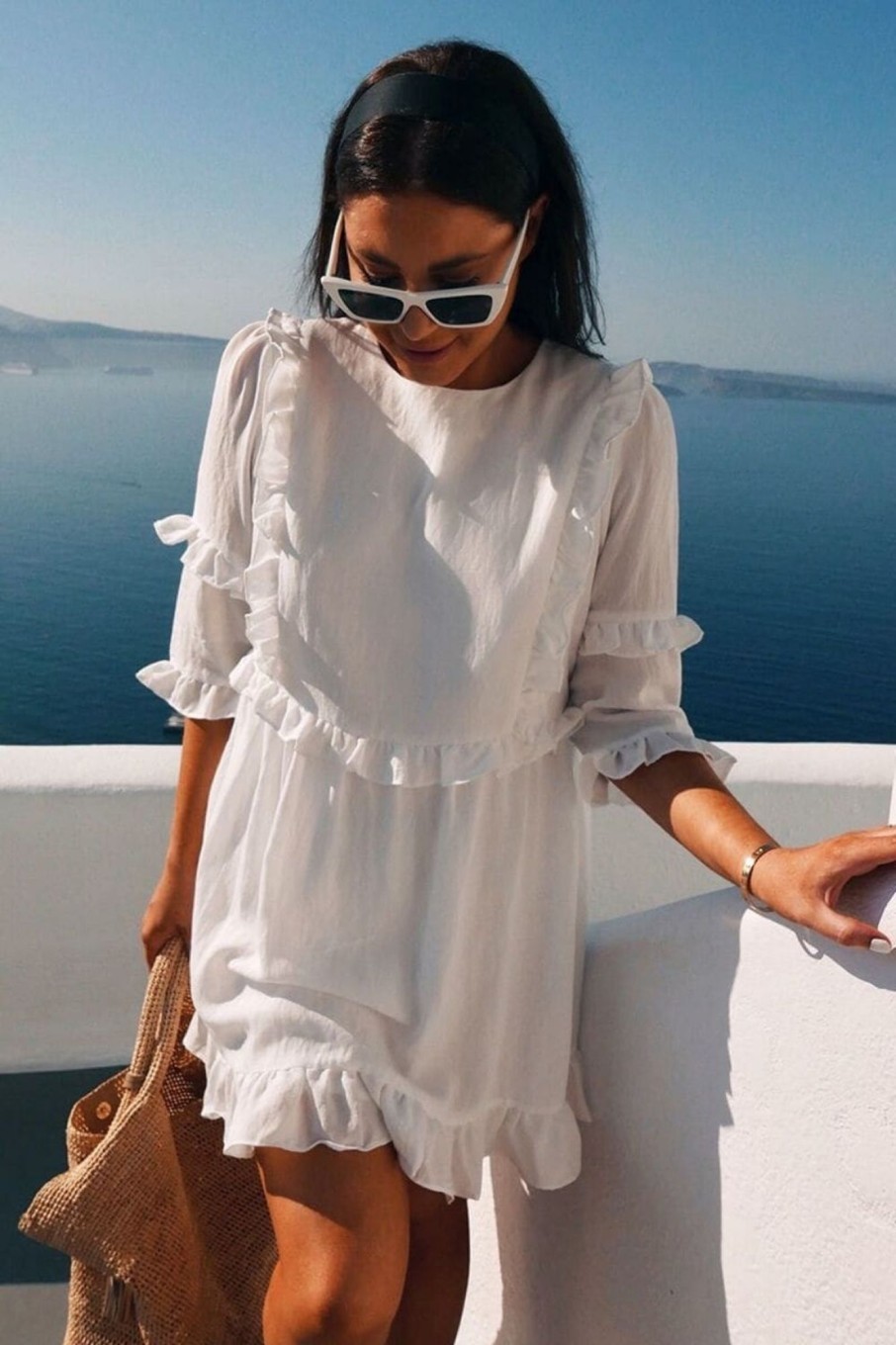 Women Styched Fashion | White Girls Girl Ruffle Mini Dress