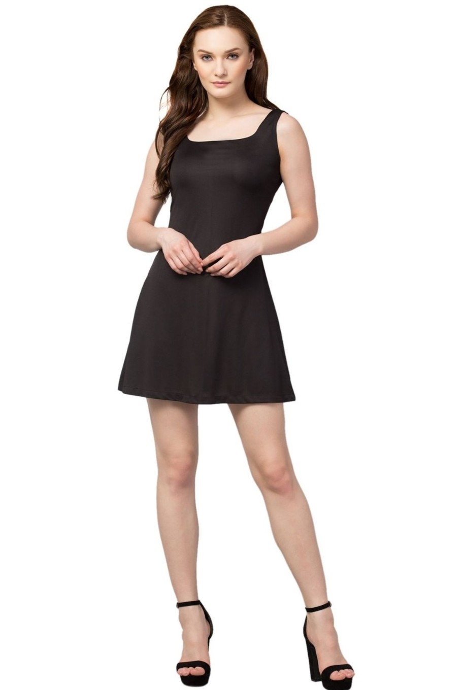 Women Styched Fashion | Black Sleeveless Mini Dress