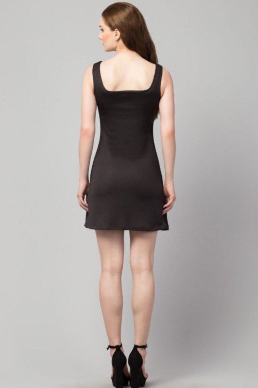 Women Styched Fashion | Black Sleeveless Mini Dress