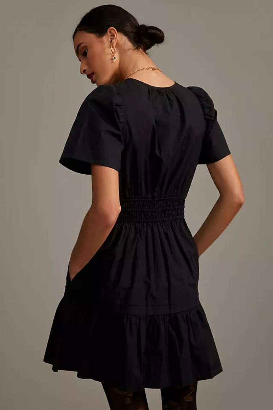 Women Styched Fashion | Black Woven Cute Summer Mini Dress