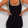 Women Styched Fashion | Square Collar Sleeveless Nbodycon Dress In Black