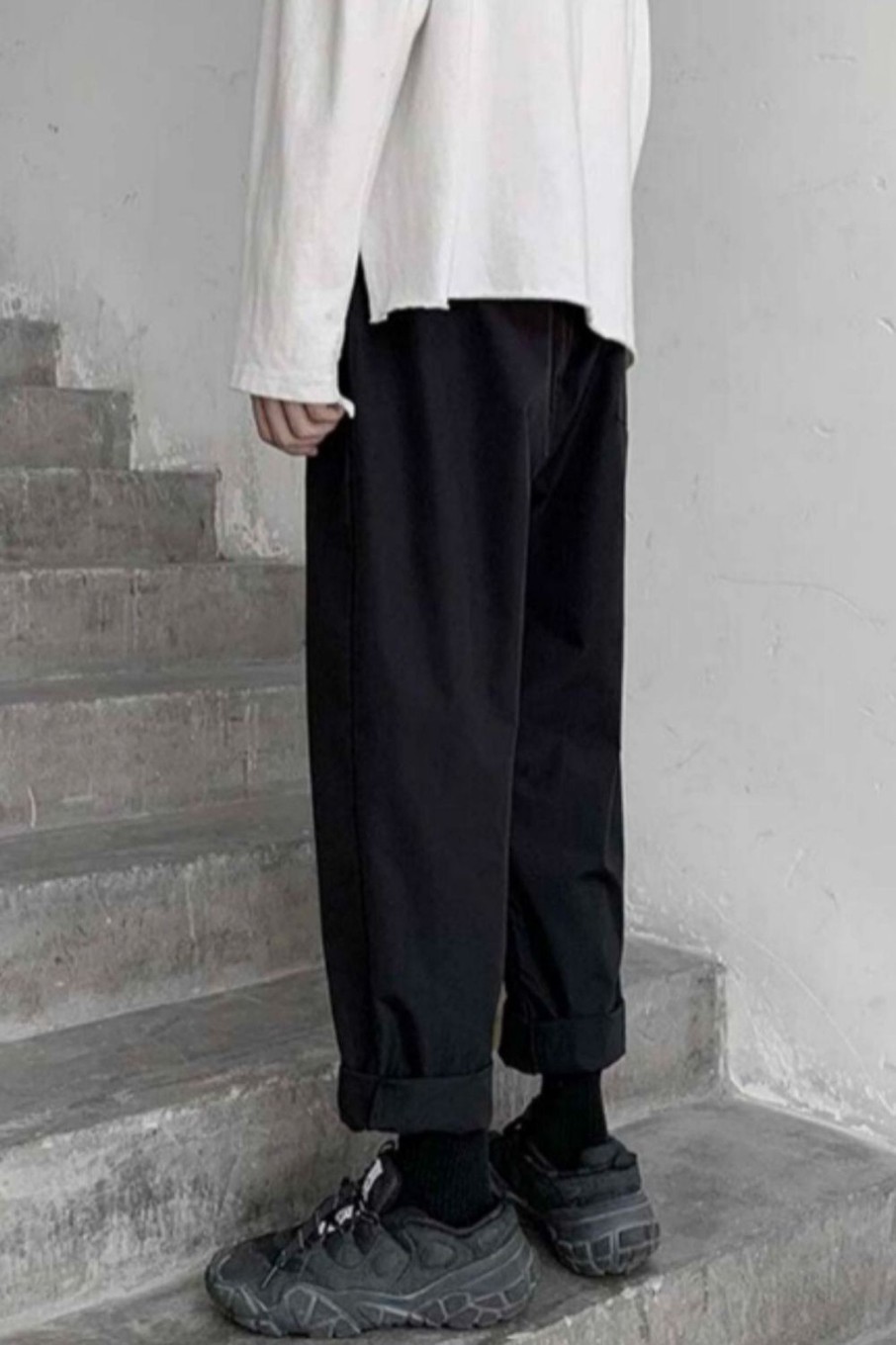 Men Styched Fashion | Solid Straight Leg Trousers