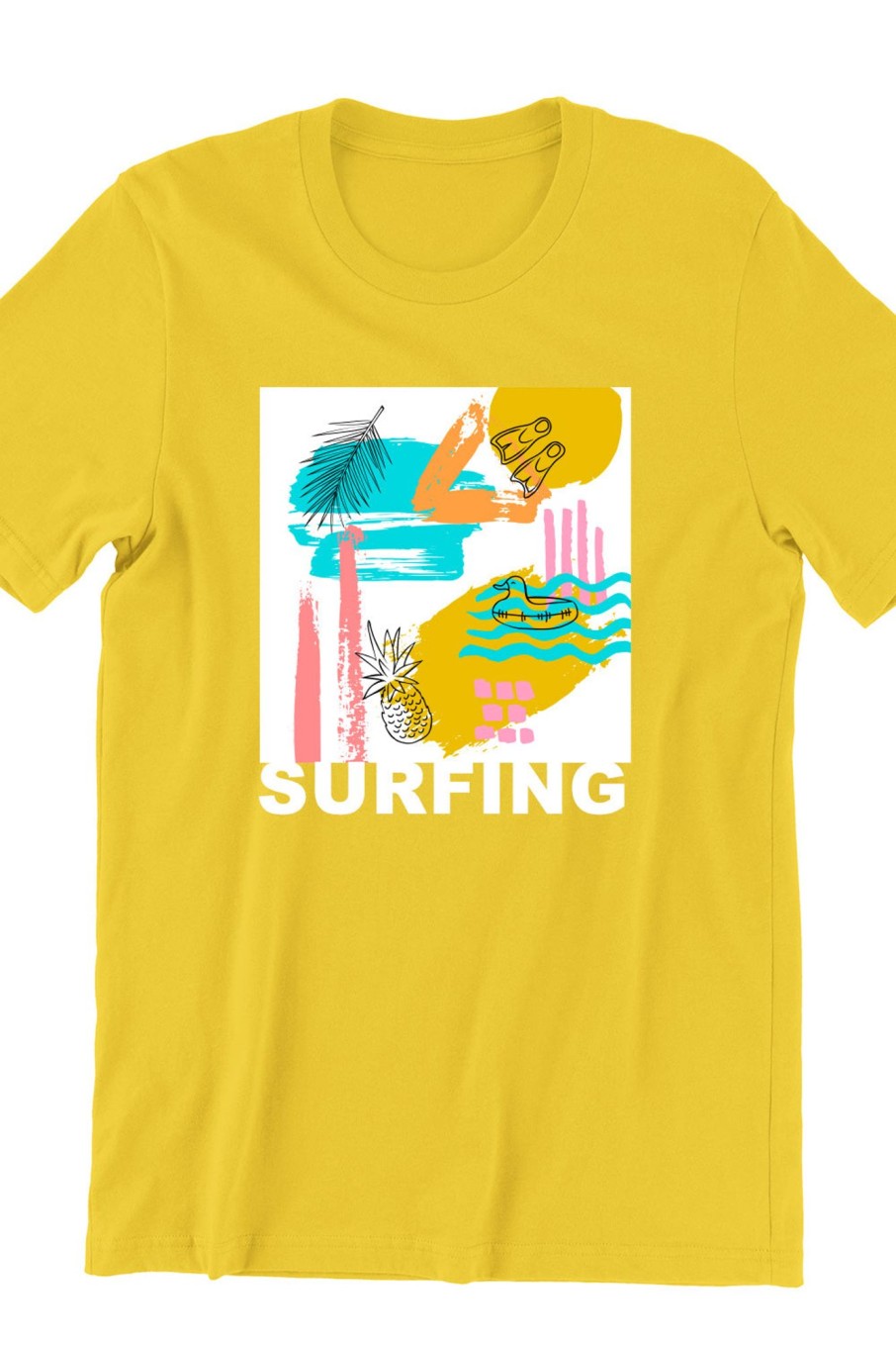 Men Styched Fashion | Surfing Graphic Yellow Tshirt