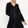 Women Styched Fashion | Button Down Ruffle Flare Dress