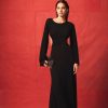 Women Styched Fashion | Black Backless Cut Out Flowy Dress