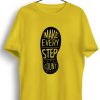 Men Styched | Make Every Step Count Graphic Printed Yellow Tshirt