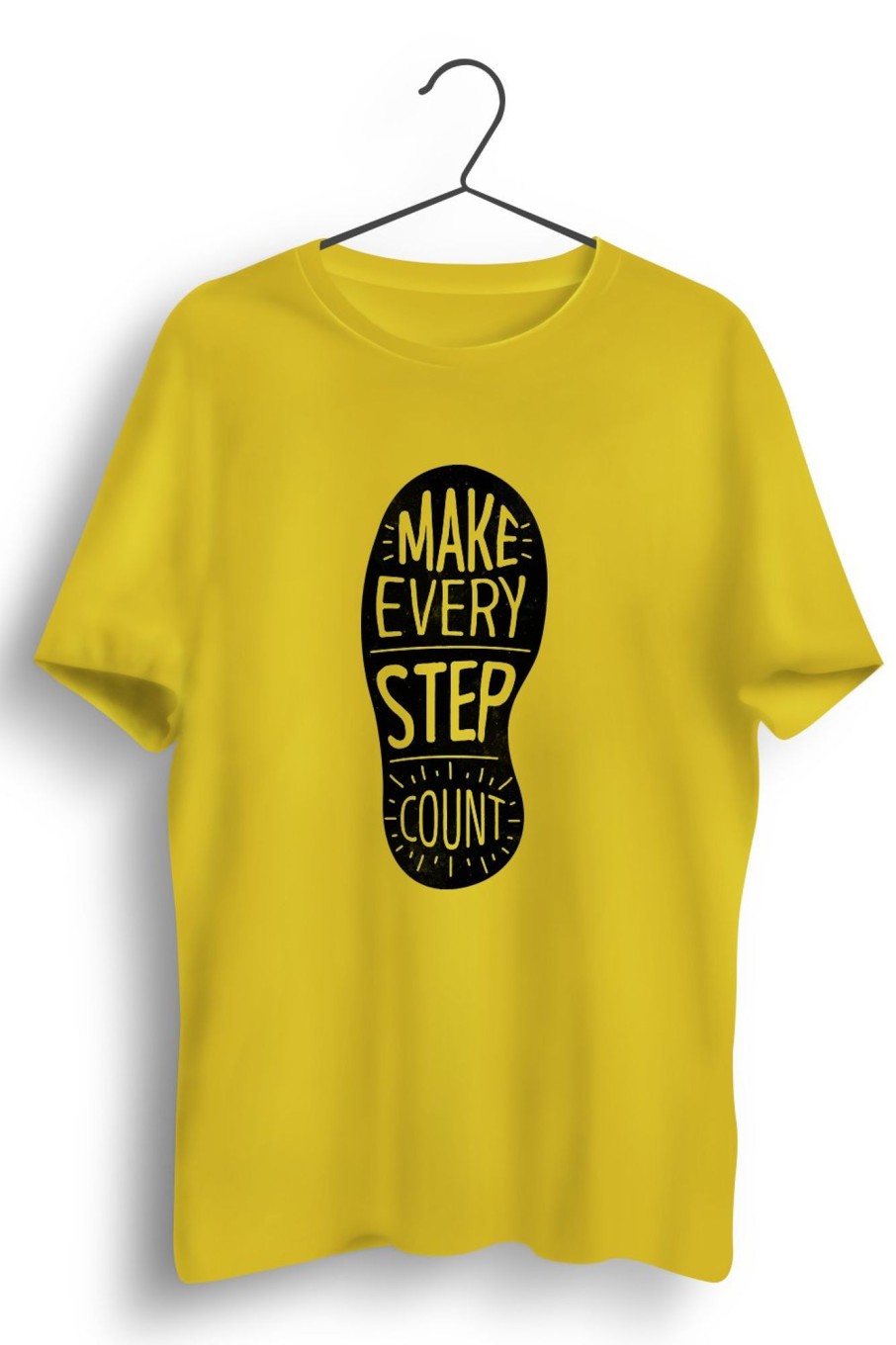 Men Styched | Make Every Step Count Graphic Printed Yellow Tshirt