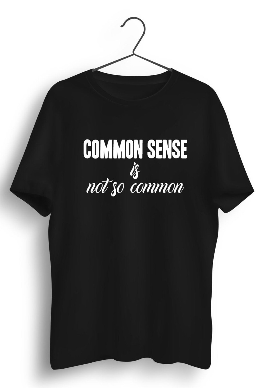 Men Styched | Common Sense Graphic Printed Black Tshirt