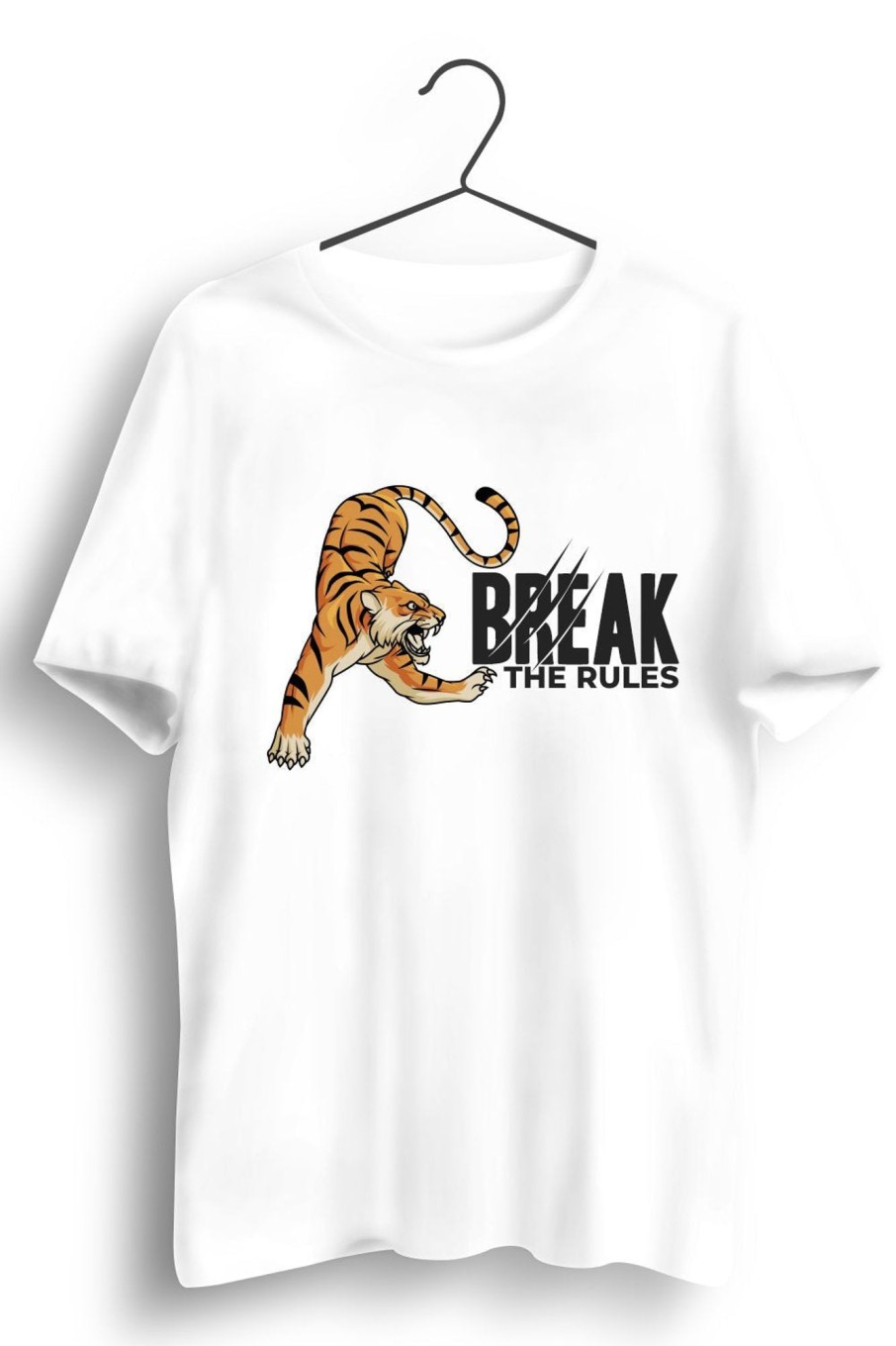 Men Styched | Break The Rules Graphic Printed White Tshirt