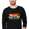 Men Styched Fashion | Happy Surfer - Casual Full Sleeve Graphic Printed Black Cotton T-Shirt