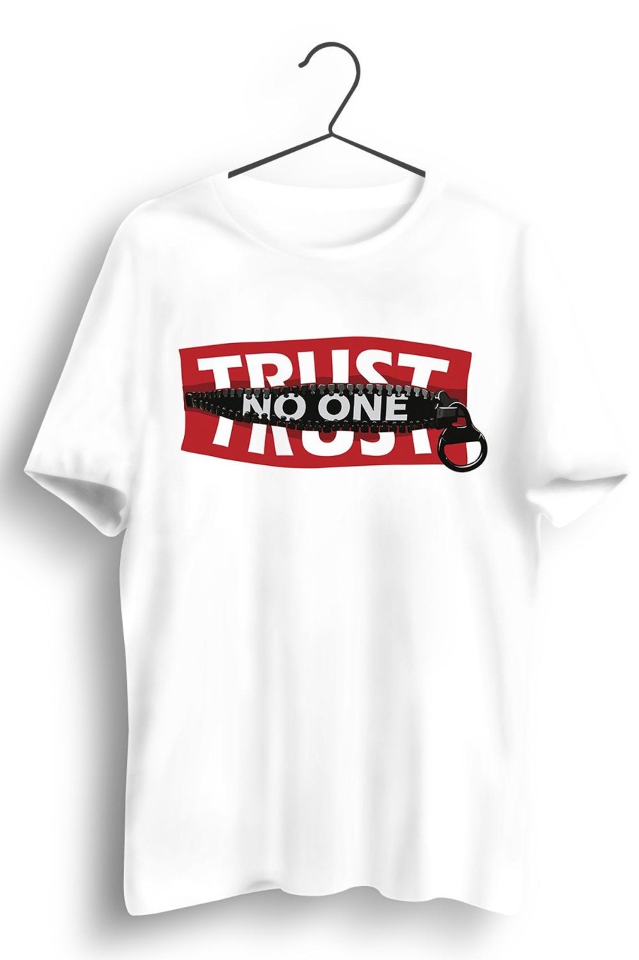 Men Styched | Trust No One Graphic Printed White Tshirt