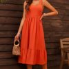 Women Styched Fashion | Ruffle Hem Tie Back Dress