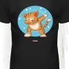 Men Styched Fashion | Cat Showing Off Dab Dance Moves - Quirky Graphic T-Shirt Black Color