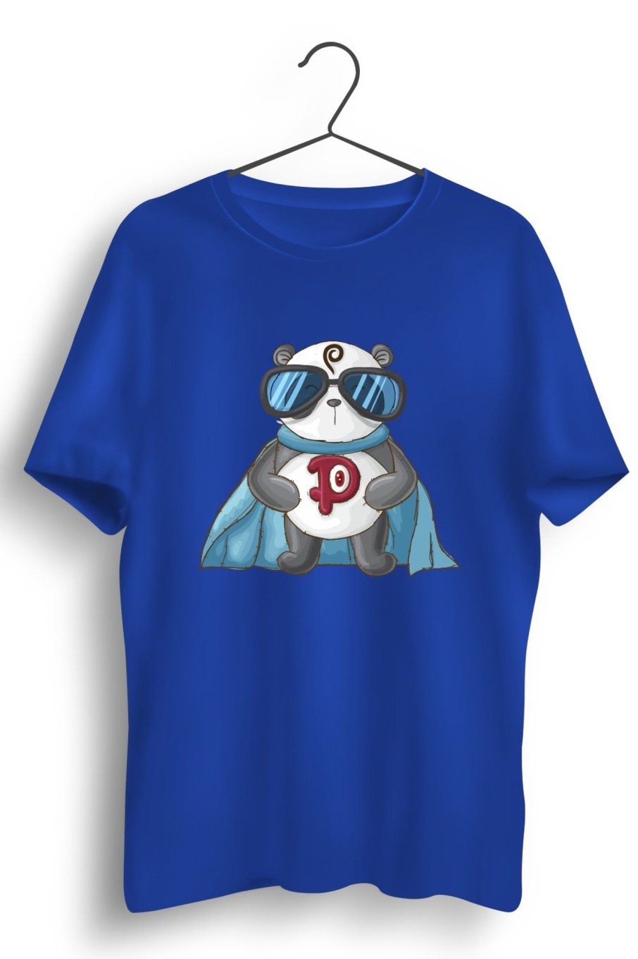 Men Styched | Super Panda Graphic Printed Blue Tshirt