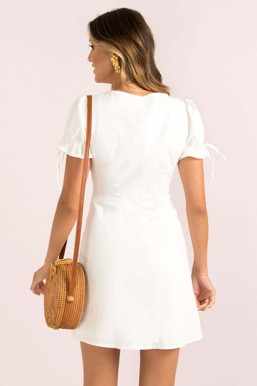 Women Styched Fashion | Amalfi White Sweet Slit Dress