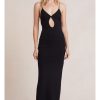 Women Styched Fashion | Black Knitted Cut Out Maxi Dress