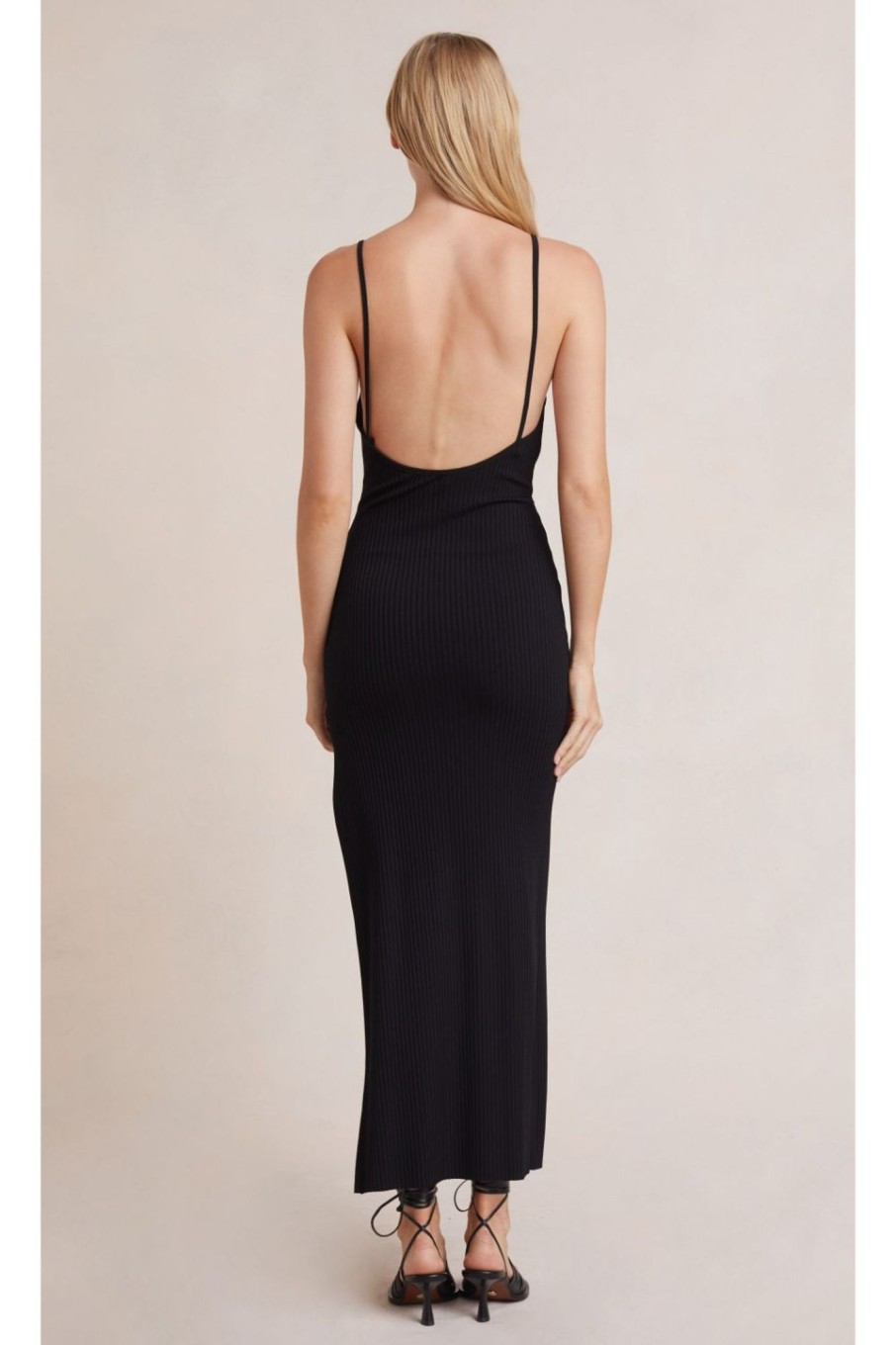 Women Styched Fashion | Black Knitted Cut Out Maxi Dress