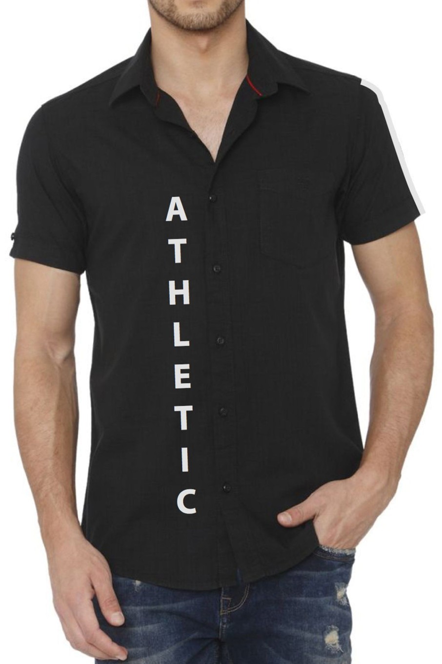 Men Styched Fashion | Harry Black Athletic Half Sleeve Shirt