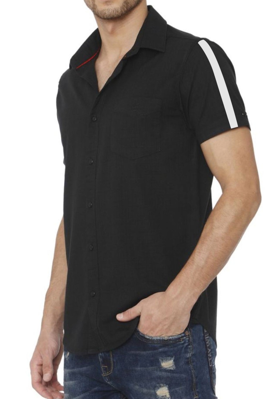 Men Styched Fashion | Harry Black Athletic Half Sleeve Shirt