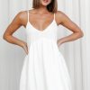 Women Styched Fashion | Basic Mini White Spaghetti Dress