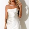 Women Styched Fashion | Be Careful Satin Dress White