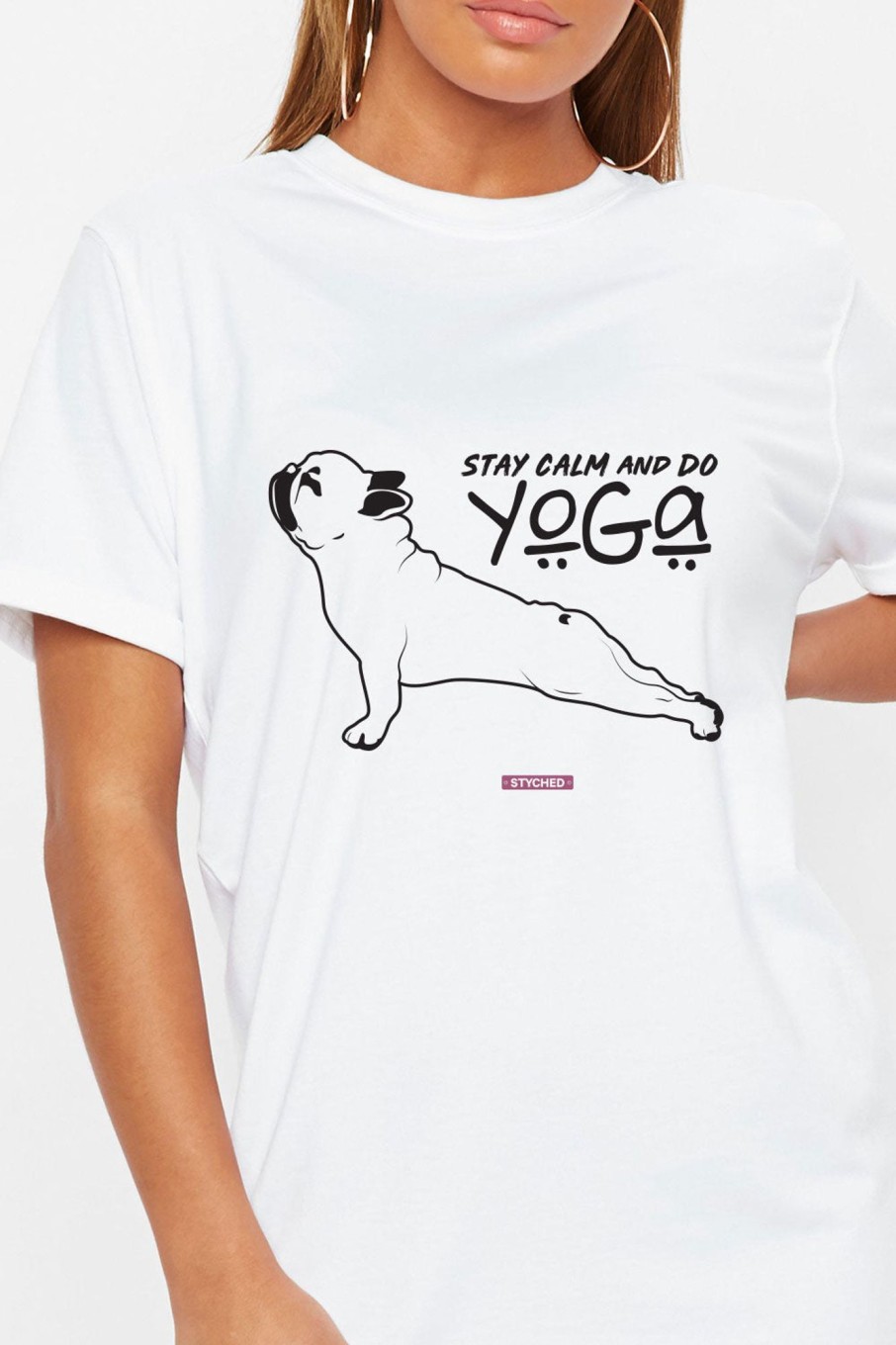 Men Styched Fashion | Stay Calm And Do Yoga - Quirky Graphic T-Shirt White Color