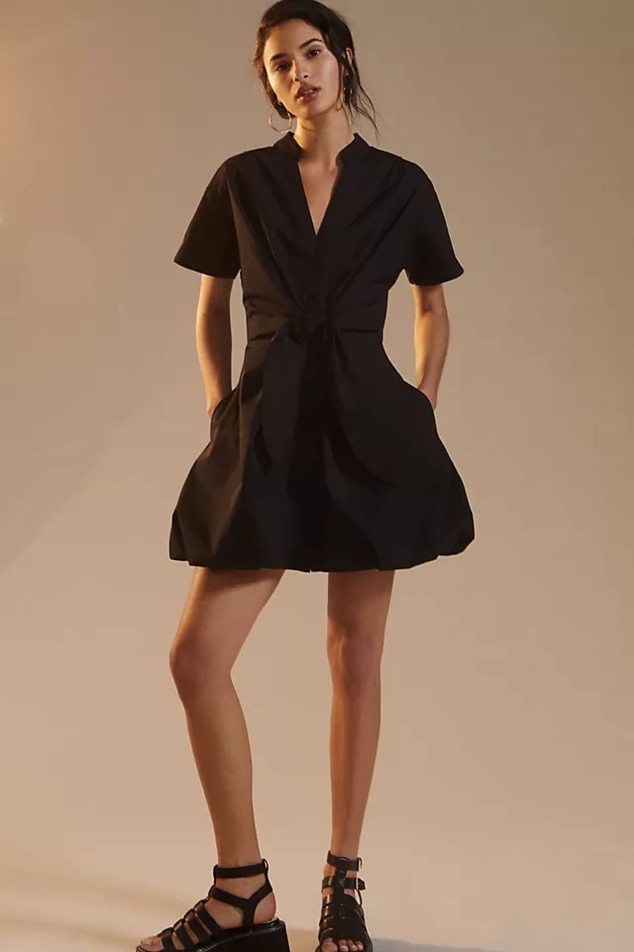 Women Styched Fashion | Belted Mini Shirt Short Dress