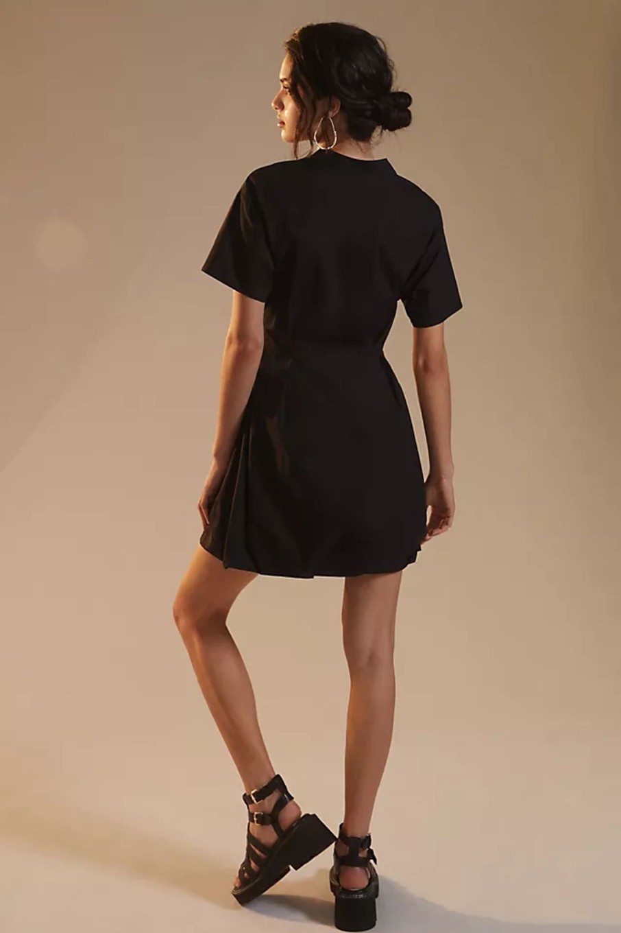 Women Styched Fashion | Belted Mini Shirt Short Dress