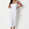 Women Styched Fashion | White Jersey Strappy Midaxi Dress