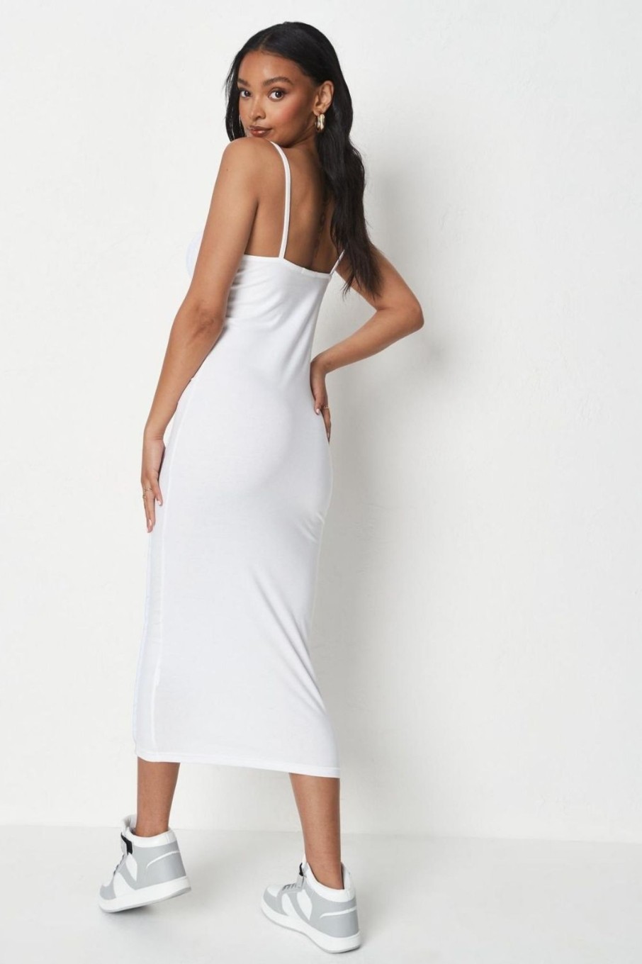 Women Styched Fashion | White Jersey Strappy Midaxi Dress