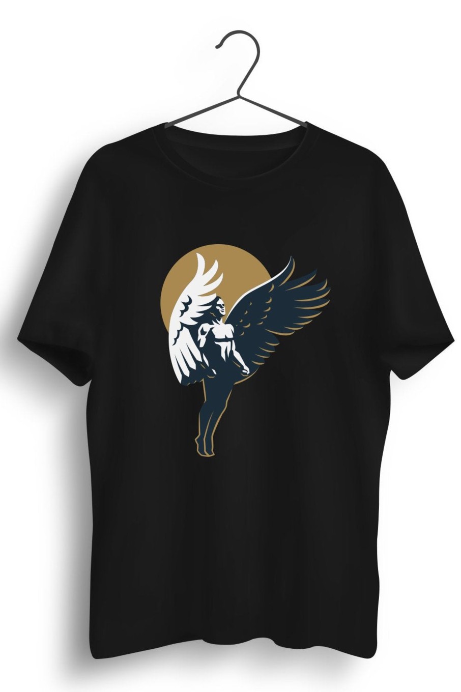 Men Styched | Winged Man Graphic Printed Black Tshirt