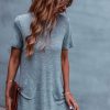 Women Styched Fashion | Dual Pocket Slit Hem Tee Dress