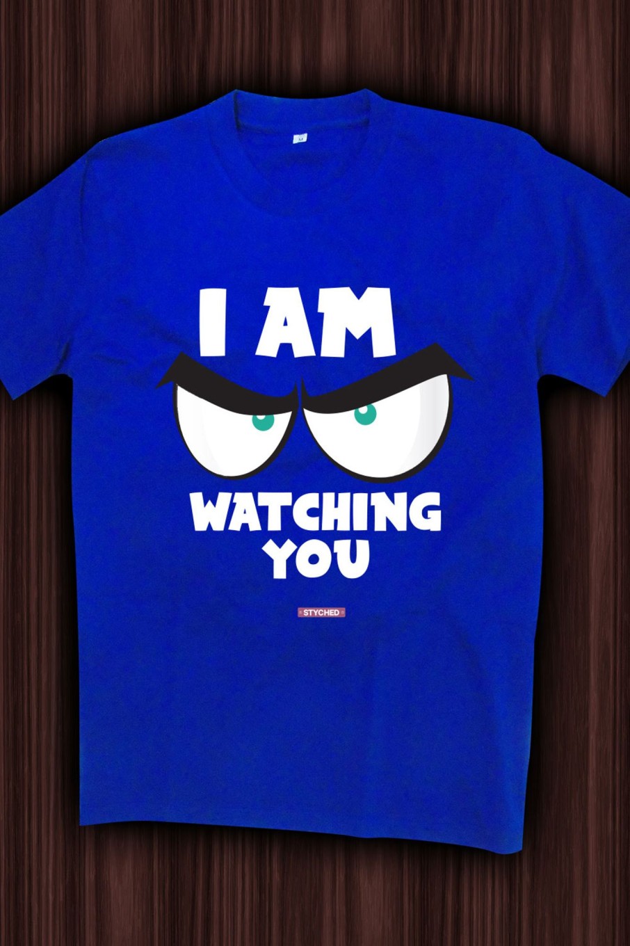 Men Styched Fashion | Angry Eyes Telling Us That Big Brother Is Watching - Quirky Graphic T-Shirt Blue Color