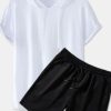 Men Styched Fashion | Black Shorts With White Hoodie Bw Combo