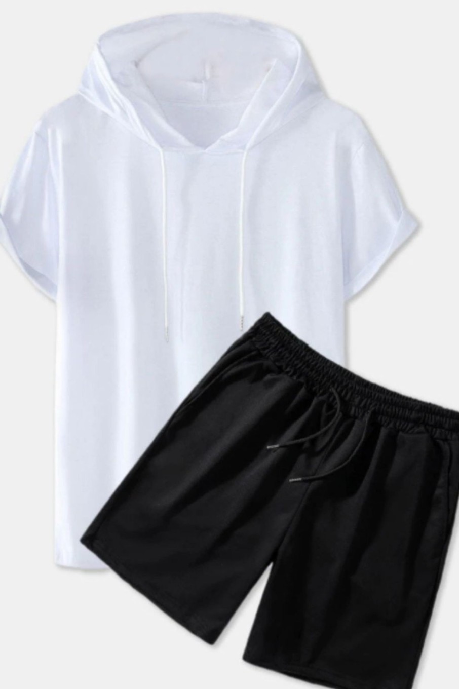 Men Styched Fashion | Black Shorts With White Hoodie Bw Combo