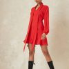 Women Styched Fashion | Red Mini Full Sleeve Dress