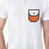 Men Styched Fashion | White Premium Polo T-Shirt With Colored Outlined Pocket Print